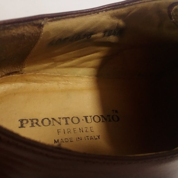 Pronto Uomo Mahogany Apron Toe Derbys 10.5D Italy